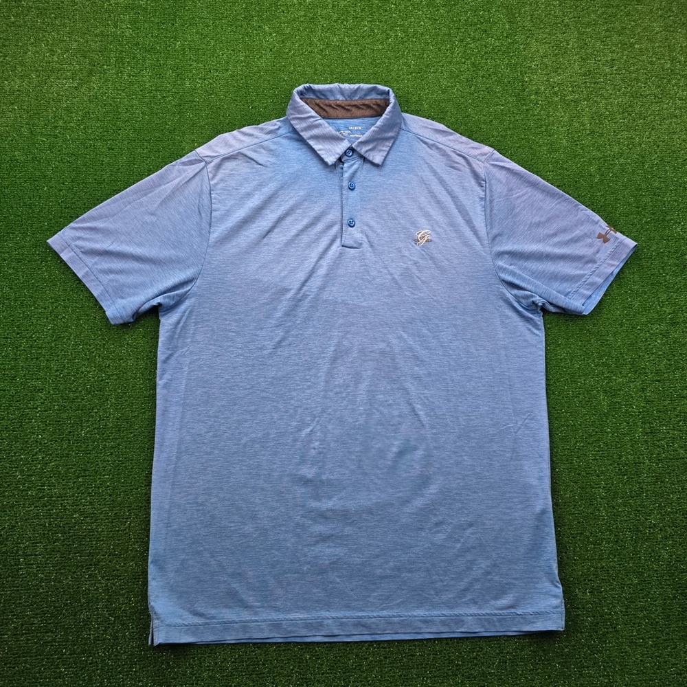 Under Armour Heatgear Polo‎ Shirt Mens Large Blue Golf Performance Athletic